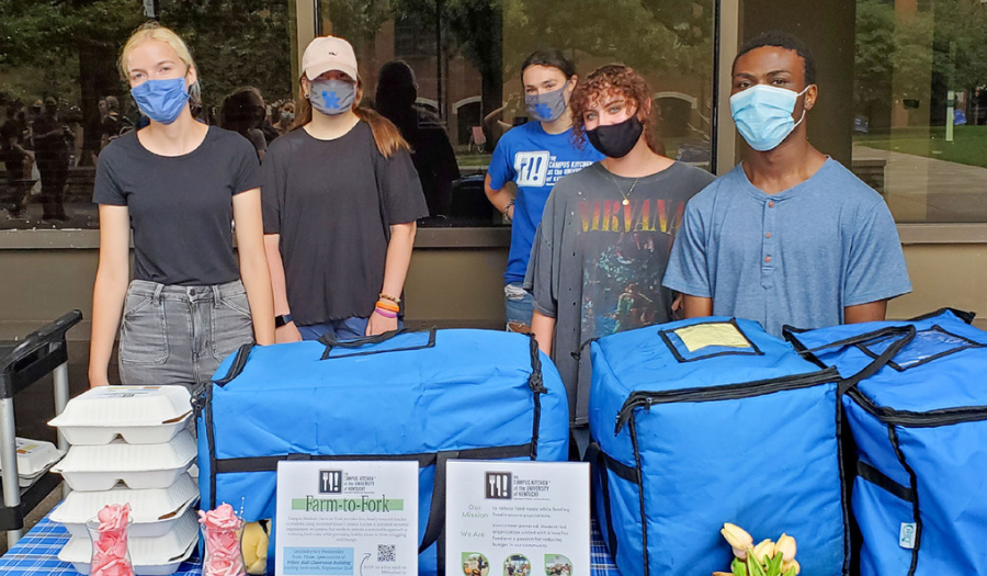 Students pose with donated meals